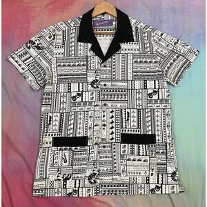 NOLA Dawg Aloha Cabana Shirt Jazz Fest Mardi Gras Hawaiian New Orleans Camp Sz S